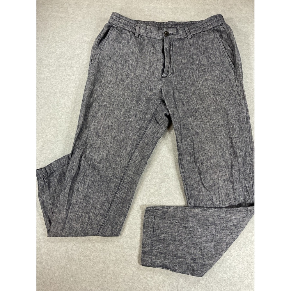 Banana Republic Mens 33x34 Athletic Fit Linen Cotton Blend Blue Pants 2894